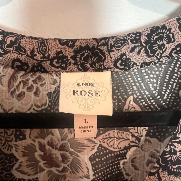 Knox Rose Mini Dress Floral Boho Long Sleeve V-Neck Size Large Brown - Picture 14 of 14